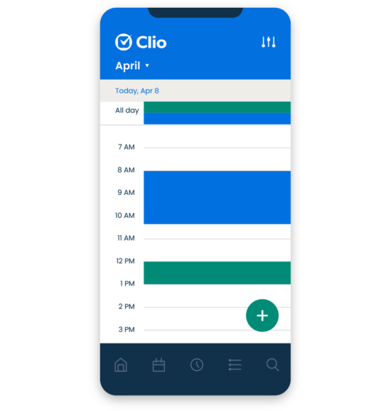 Simplified Product UI_Clio Manage_Calendaring_Mobile Calendar