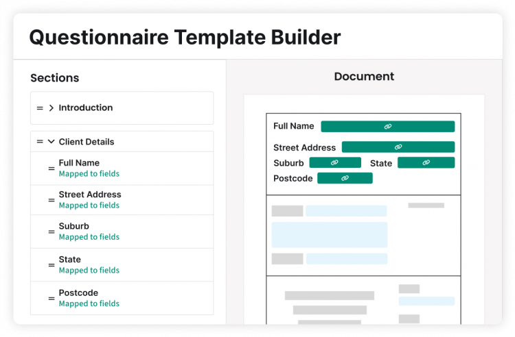 Questionnaire Template Builder user interface