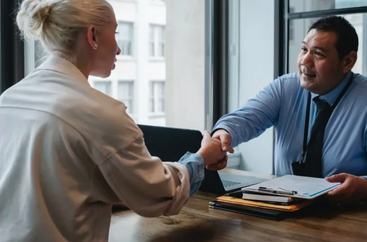 A solicitor meeting a client to conduct an interview