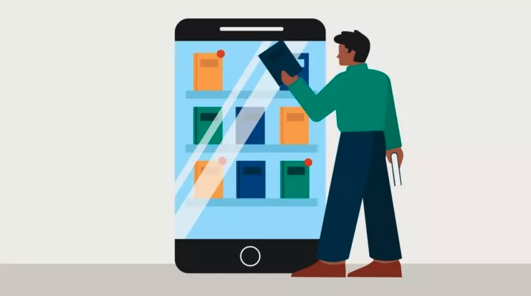 An illustration of an solicitor selecting an app for lawyers