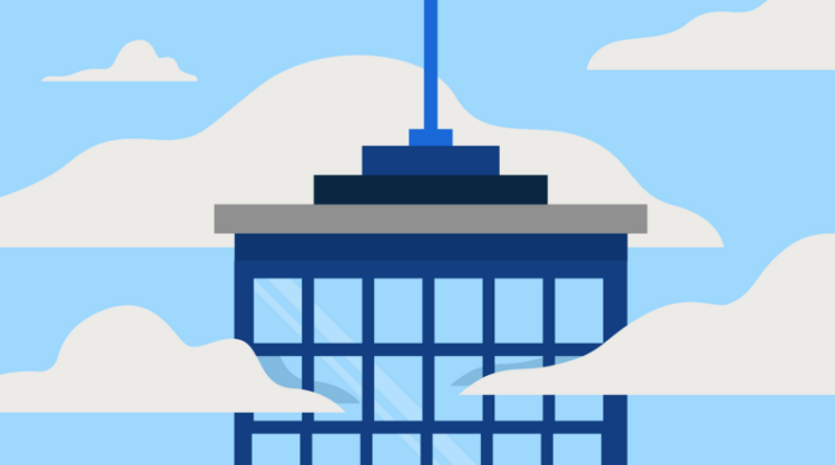Illustration of a high-rise law office building