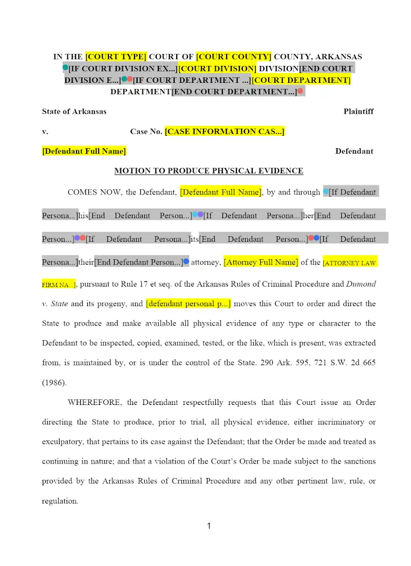 Motion to Produce Physical Evidence