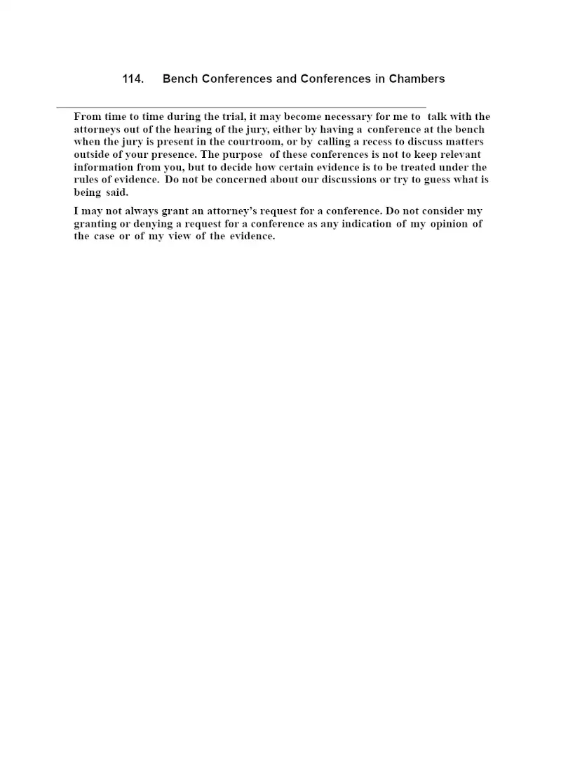 Bench Conferences and Conferences in Chambers