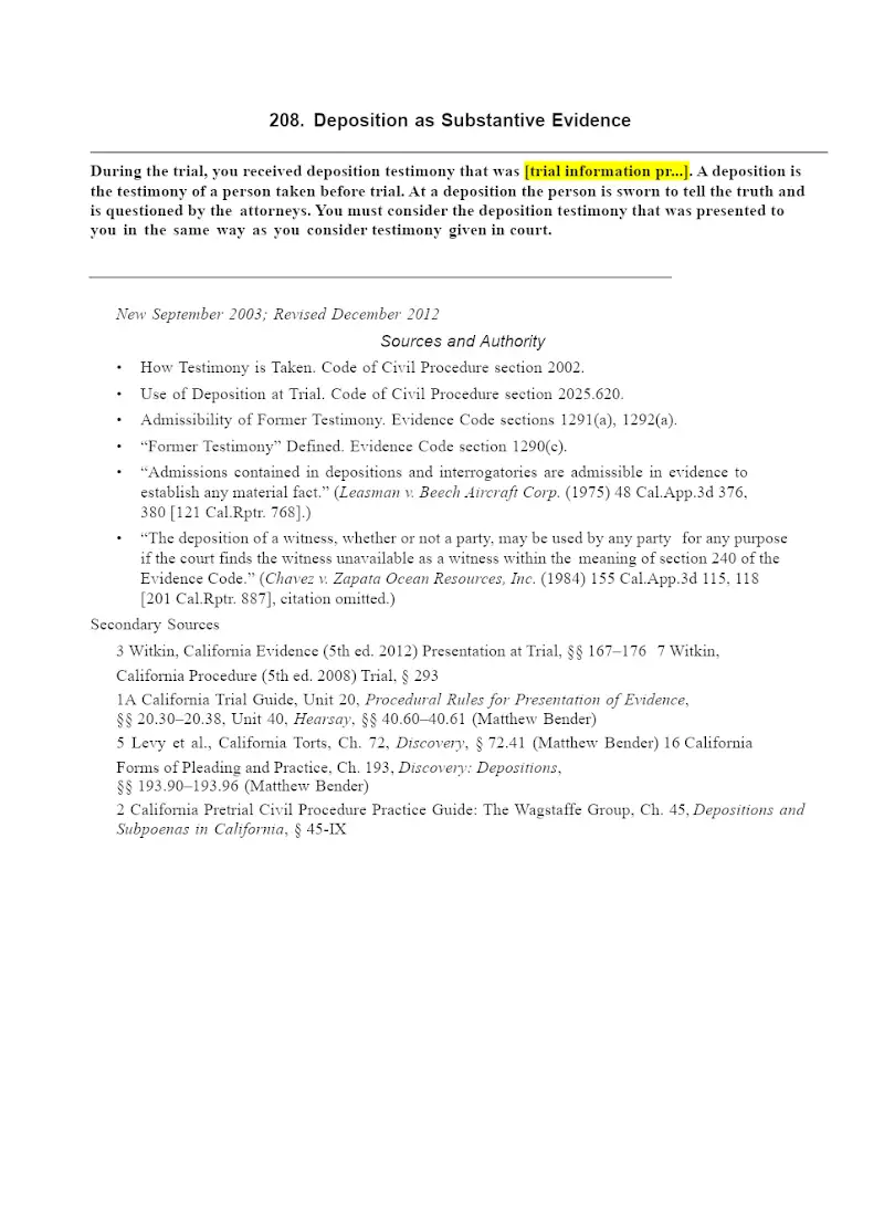 Deposition as Substantive Evidence
