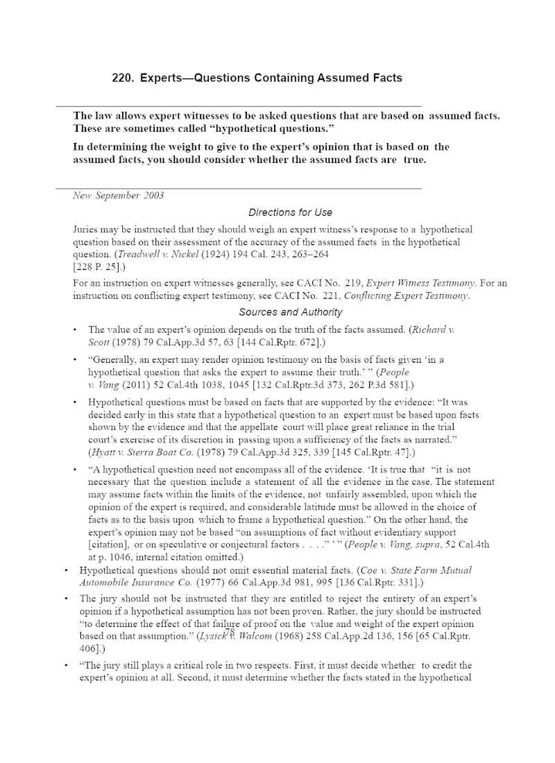 Experts and Questions Containing Assumed Facts