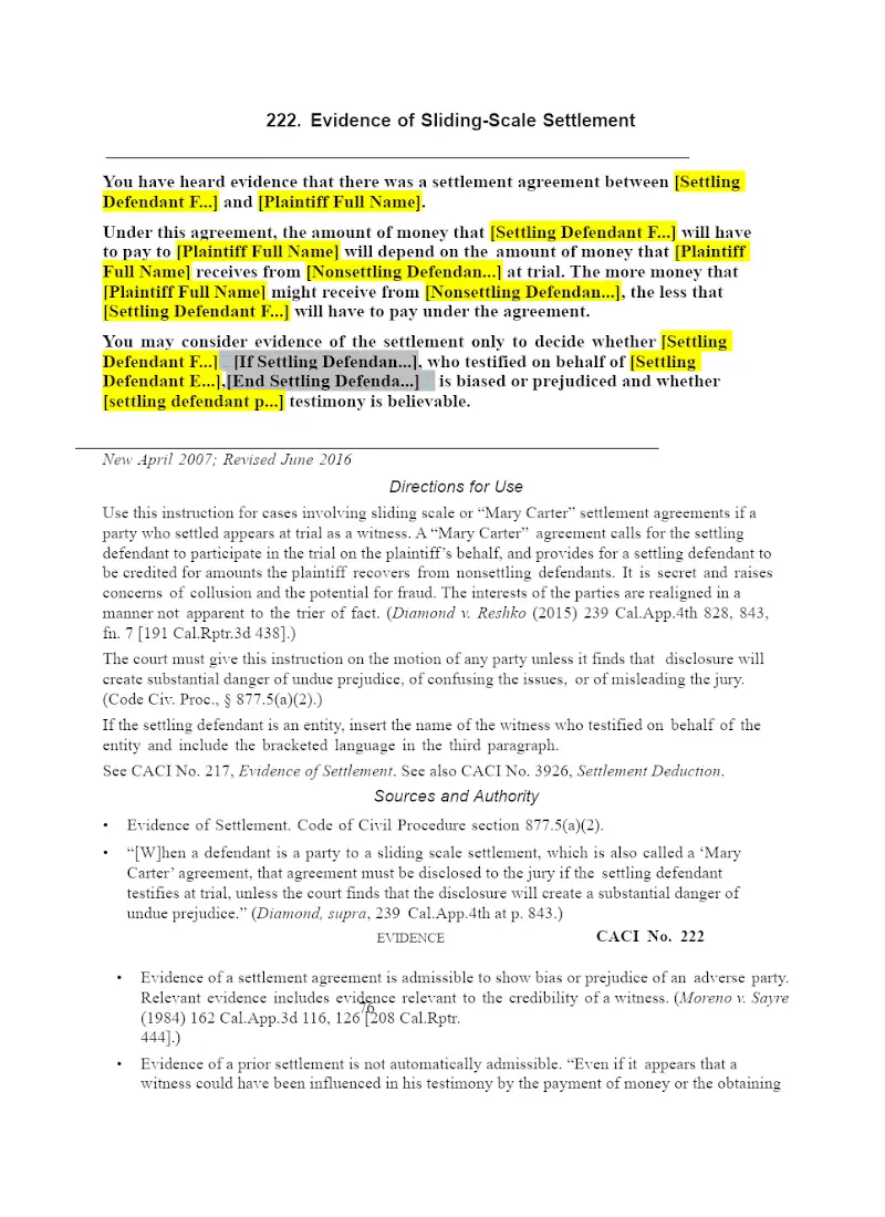 Evidence of Sliding-Scale Settlement