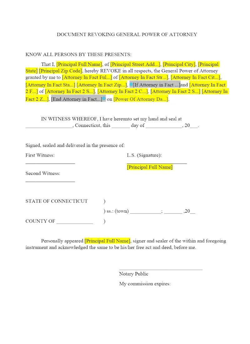 Document Revoking General Power of Attorney