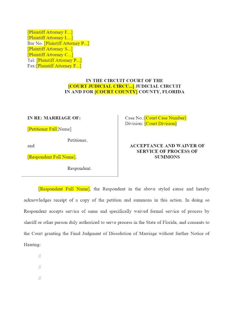 Process Service Memorandum