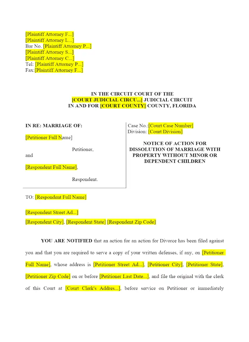 Notice of Action