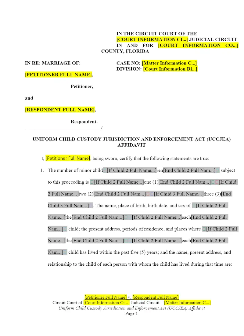 UCCJEA Affidavit