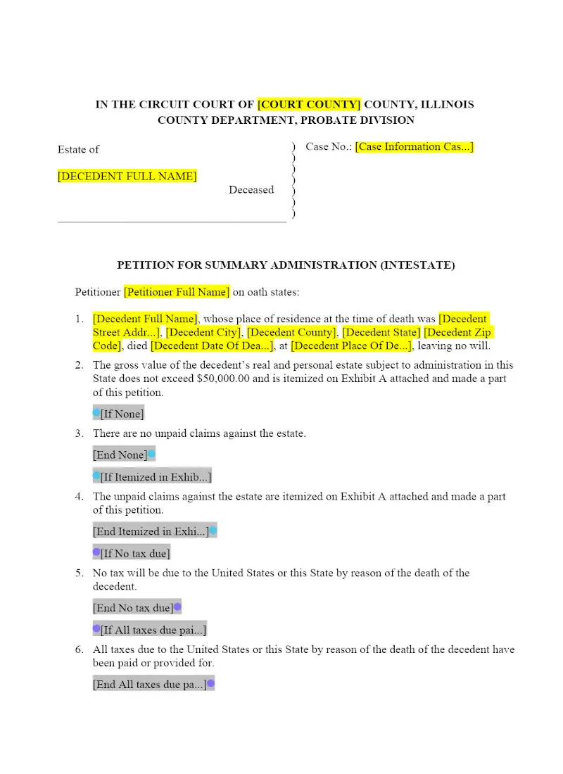 Petition for Summary Administration, Intestate (CCP-0500)