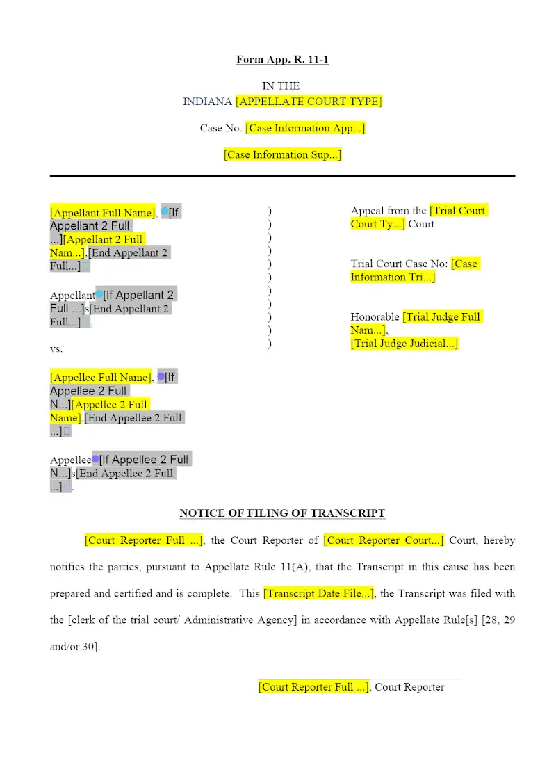 Notice of Filing of Transcript (11-1)