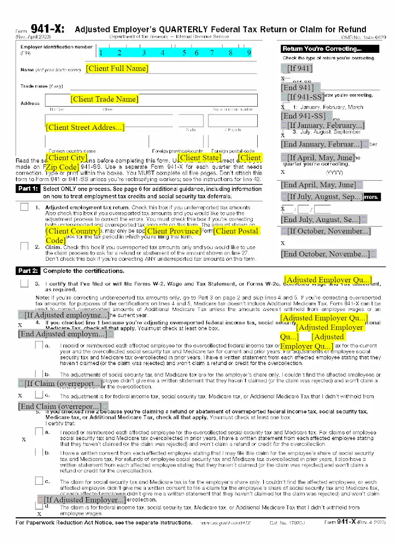 Adjusted Employer's Quarterly Federal Tax Return or Claim for Refund