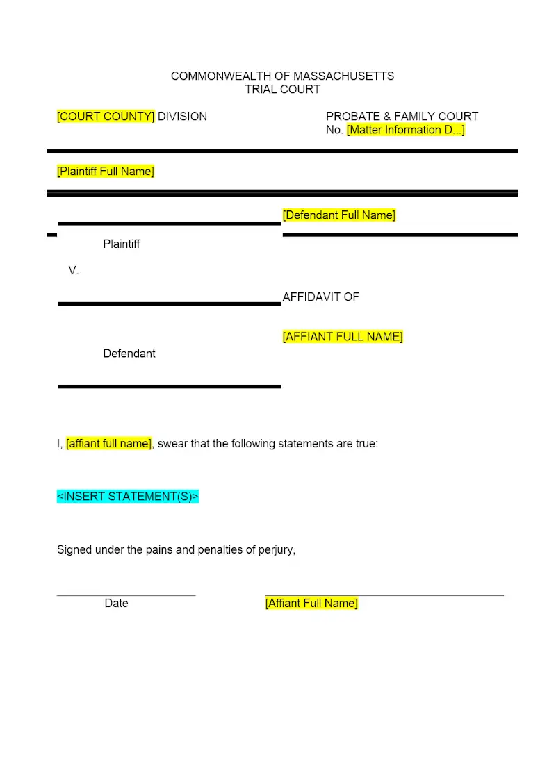 Blank Affidavit