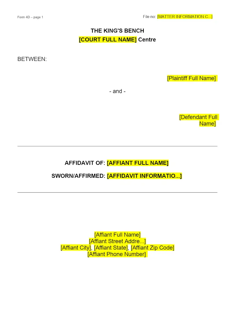 Affidavit (Form 4D)