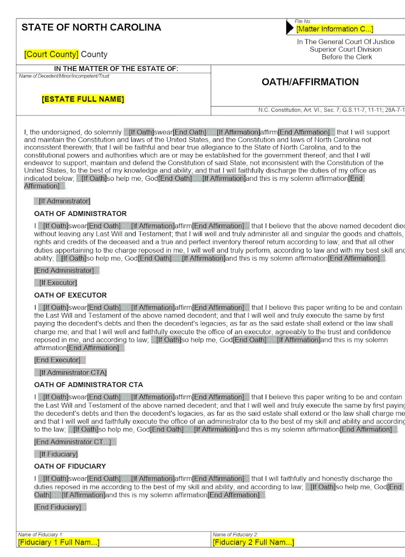 Oath/Affirmation (AOC-E-400)