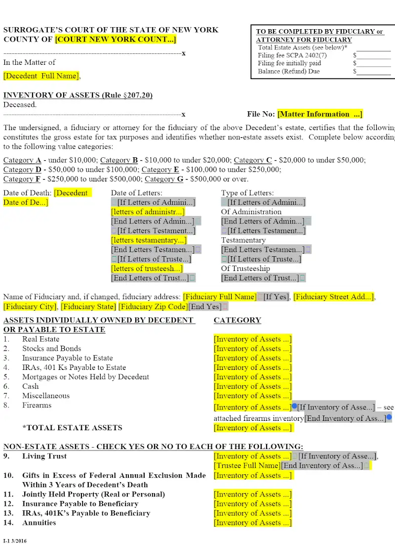 Inventory of Assets