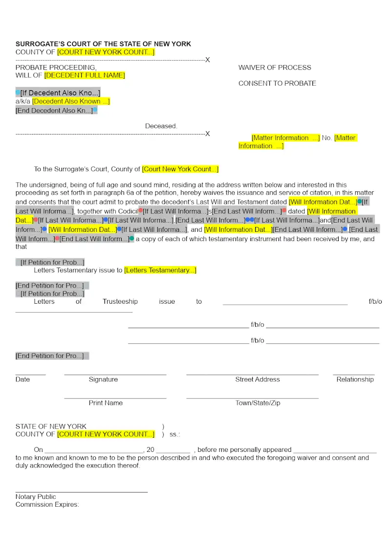 Waiver of Process; Consent to Probate (Form P-4)