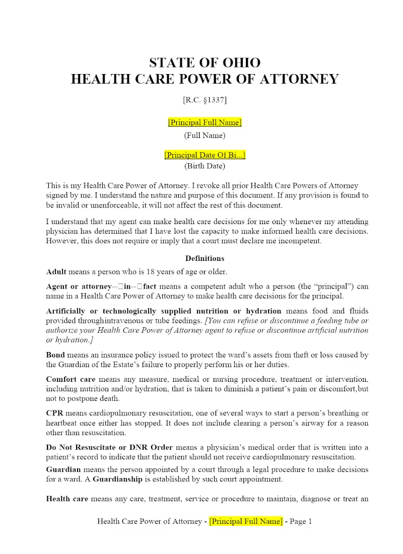 Health Care POA