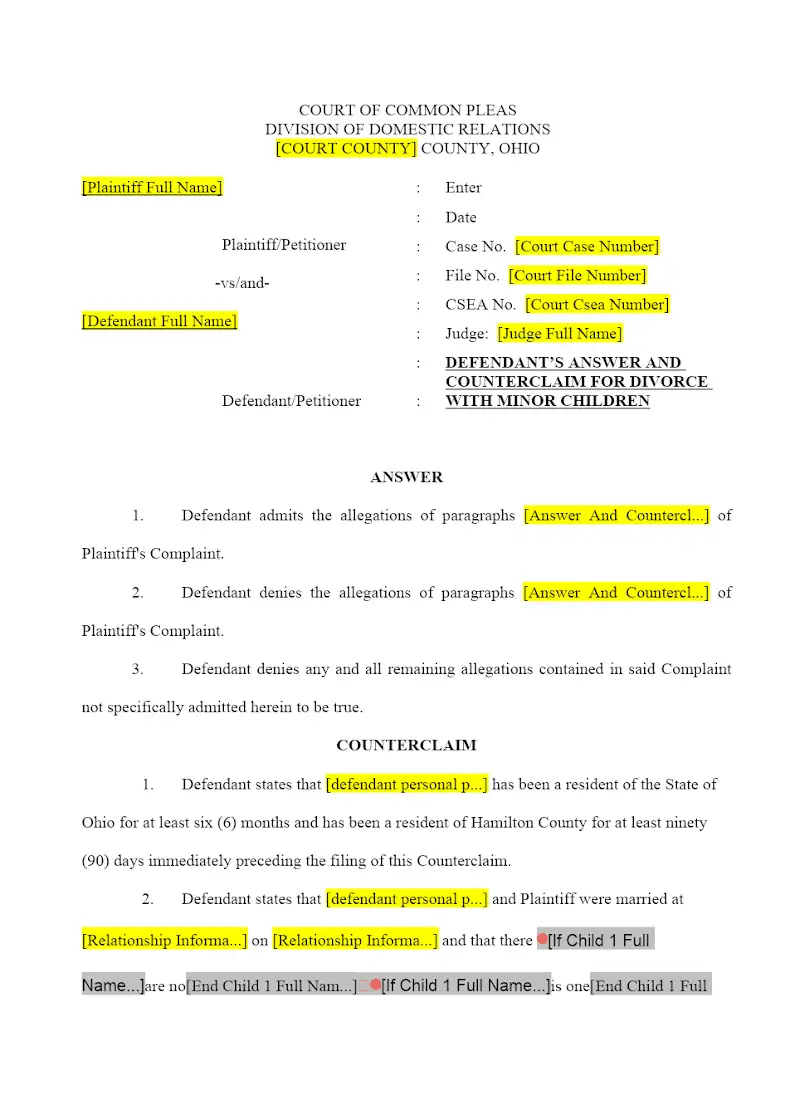 Answer and Counterclaim, Children
