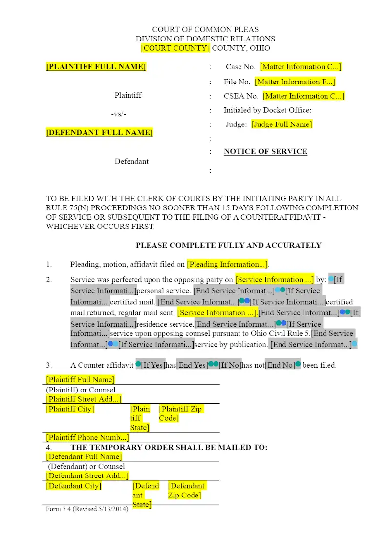 Notice of Service (Form 3.4)