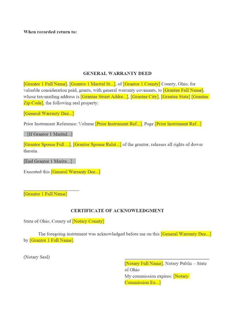General Warranty Deed