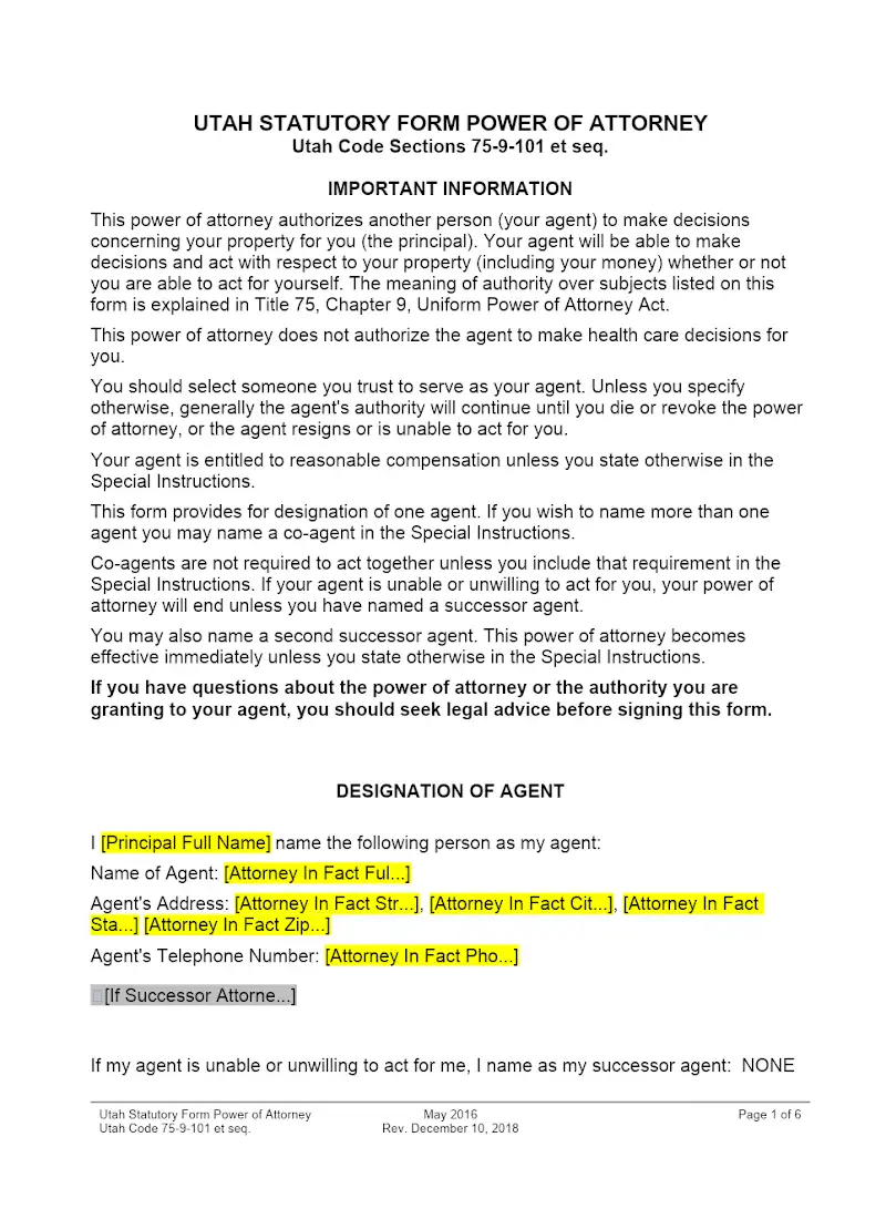 Statutory Power of Attorney