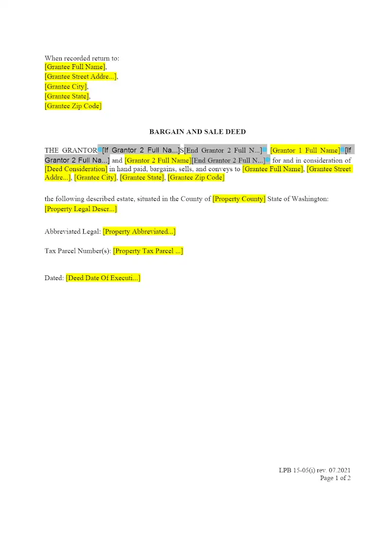 Bargain and Sale Deed