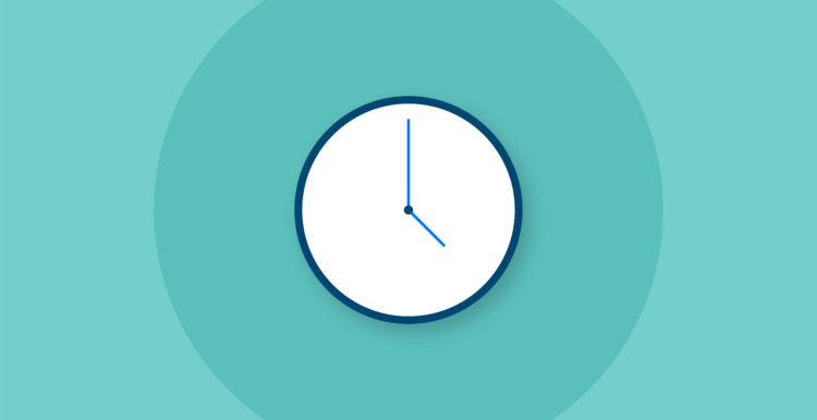 Illustration of a clock on a teal background