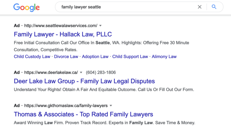Search engine ad example