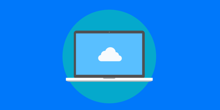 An illustration of a cloud on a laptop screen to symbolize cloud technology