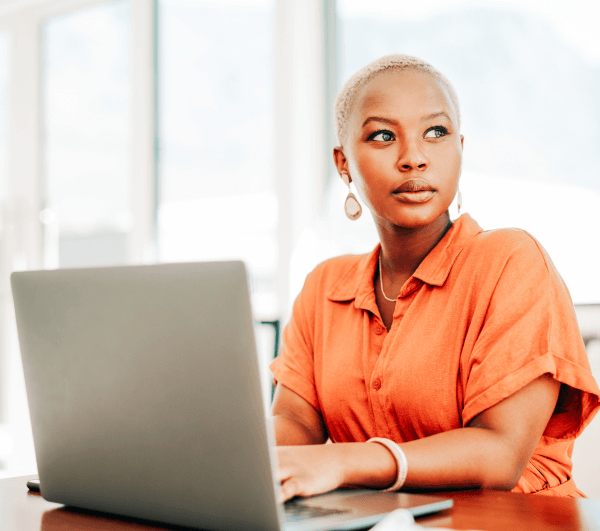 Business woman working on laptop