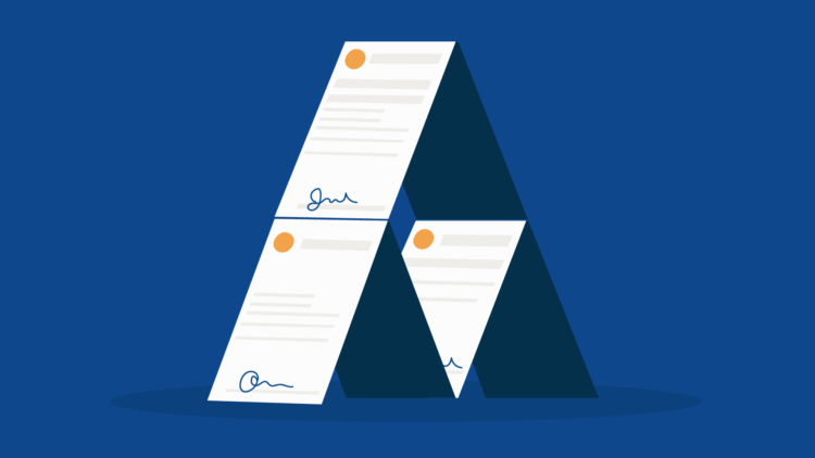 Case management documents stacked up in a pyramid