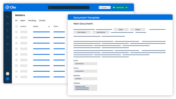An illustration of Clio's matter management dashboard
