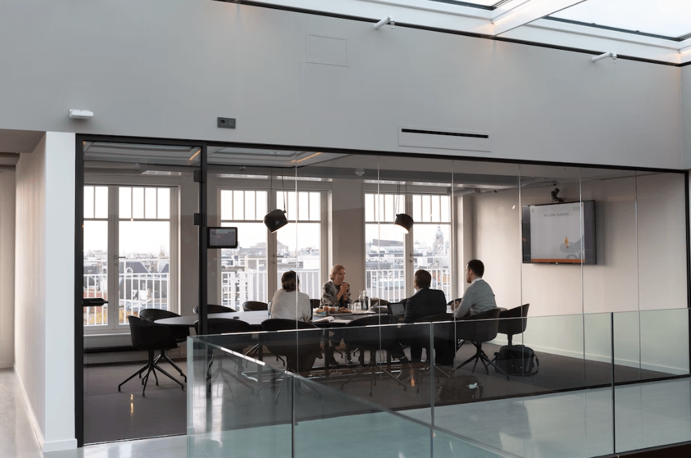 Corporate lawyers meeting in a conference room