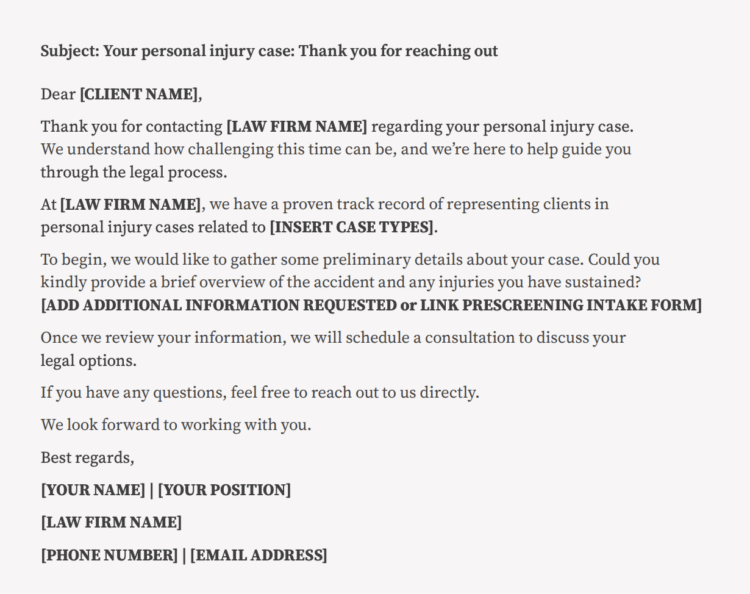Email Template - Initial follow-up with prescreening