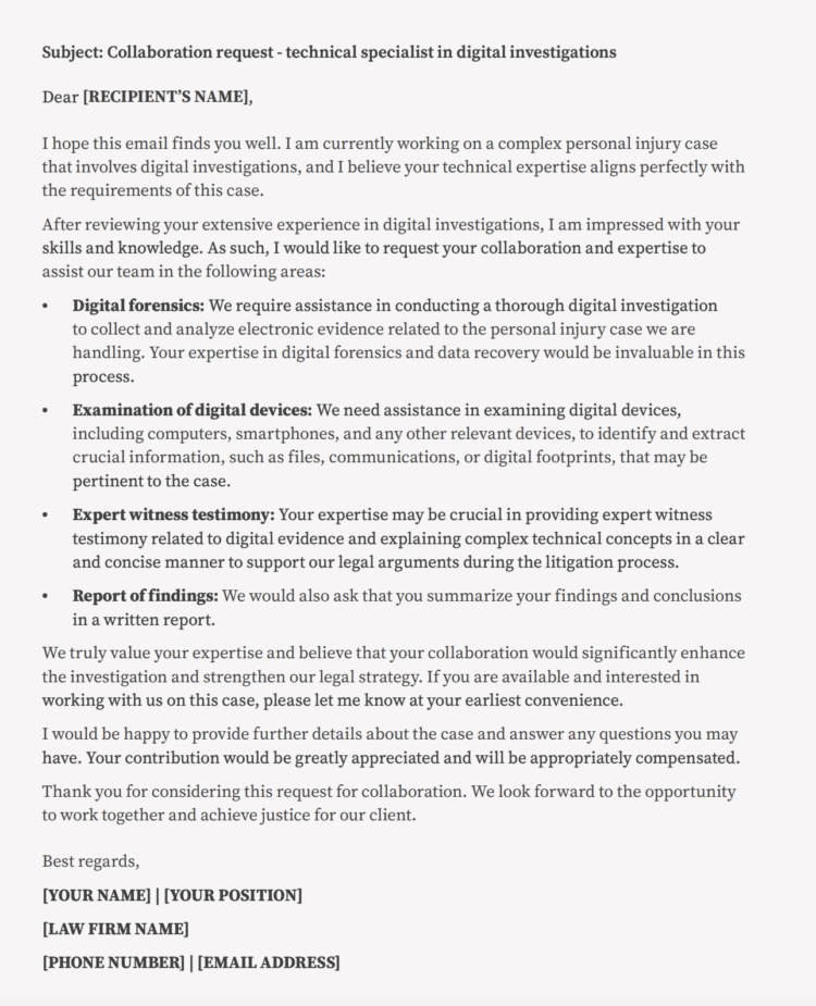 Email Template Collaboration request