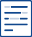 Icon of a document with several lines of blue placeholder text, outlined in a thick blue border.