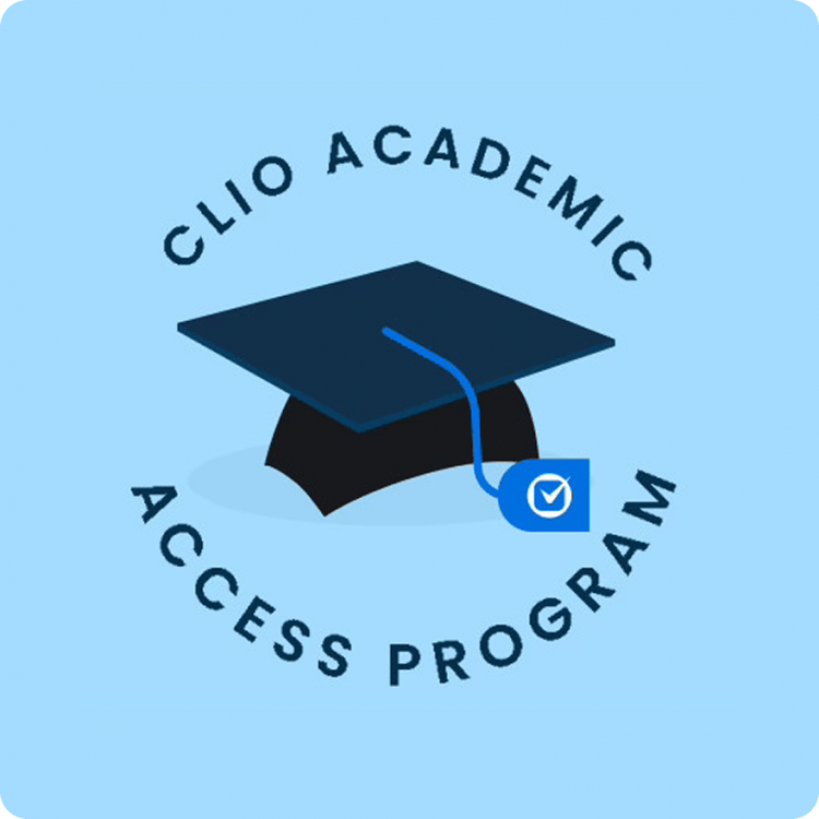 Clio Academic Access Program graduation cap illustration