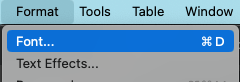 Microsoft Word Format Font menu.