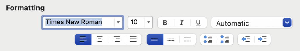 Modify Style formatting controls set to Times New Roman, 10 pt