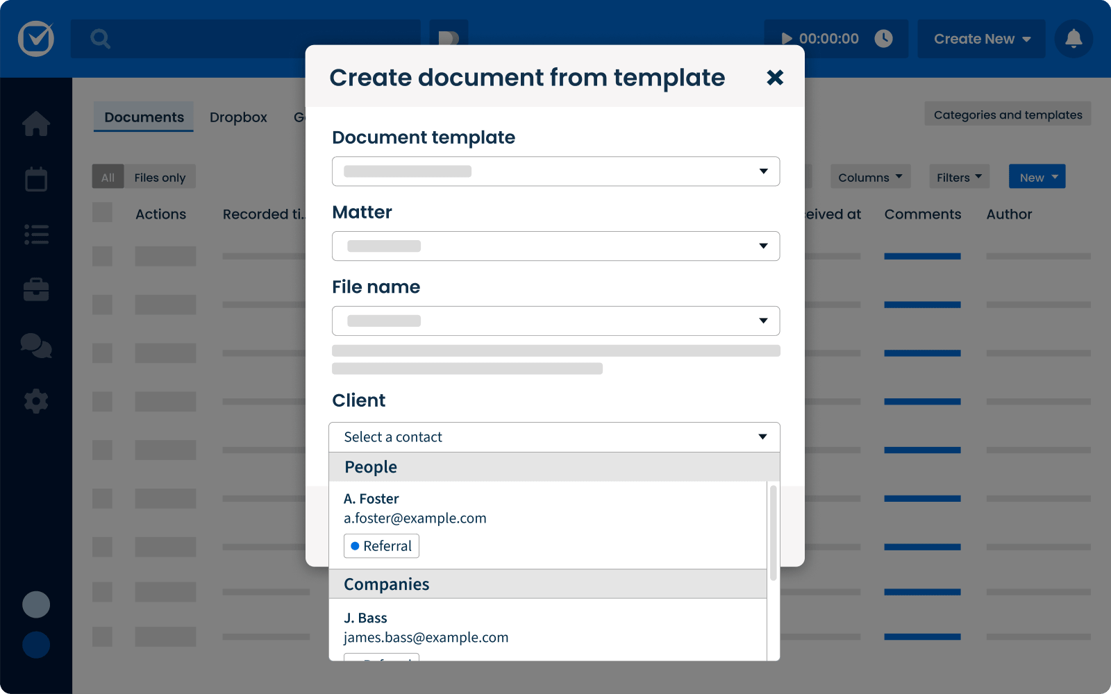 Simplified Product UI_Multi-Client Matters Document Automation